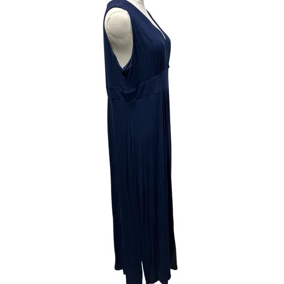 Caslon V-neck Maxi Dress Womens XXL Navy Blue Rayon Spring Classic Summer New - Picture 2 of 13